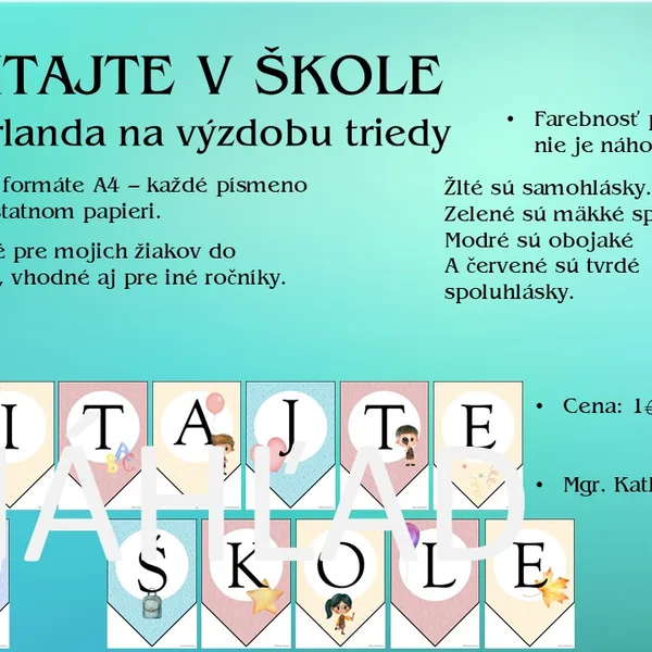 VITAJTE V ŠKOLE - girlanda