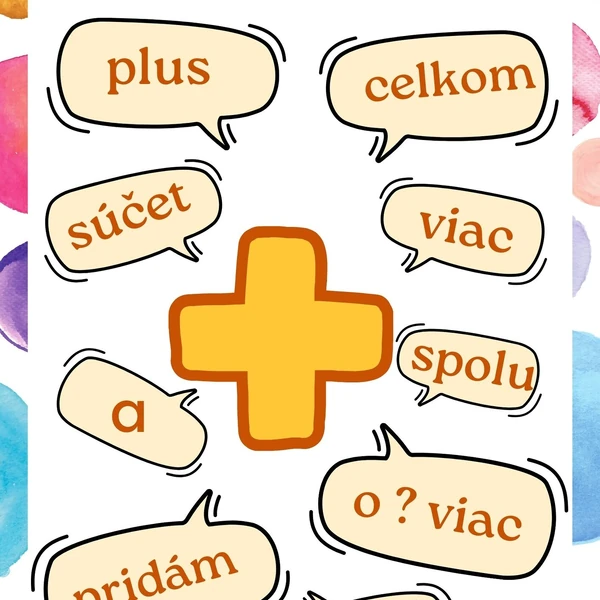 Matematické operácie - pomocné slovíčka (dizajn akvarel)