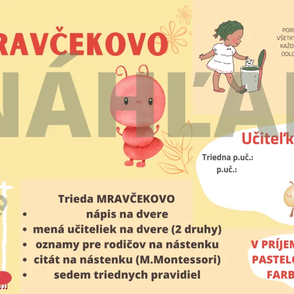 Mravčekovo - materiály do triedy MŠ (nástenka, dvere, pravidlá)