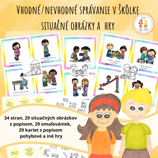 Spoločne v škôlke - Vhodné/nevhodné správanie v škôlke - Situačné obrázky a hry 