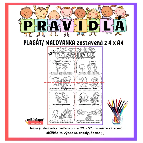 VELKÉ omalovánky / plakát PRAVIDLA (4xA4)