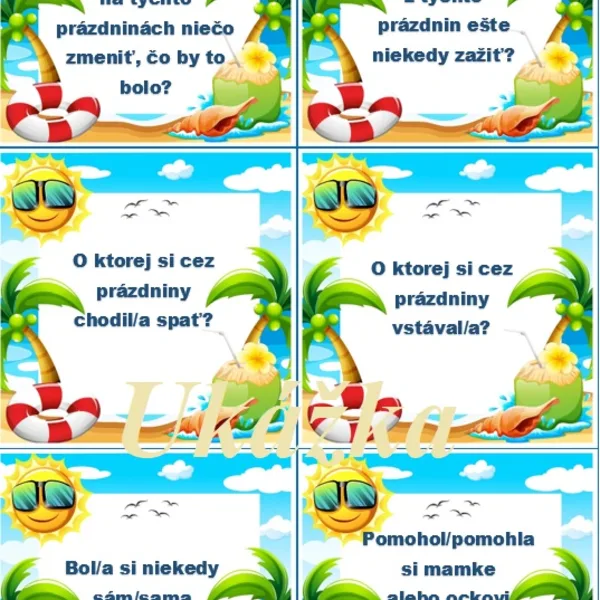 Prázdniny / leto - komunikačné kartičky