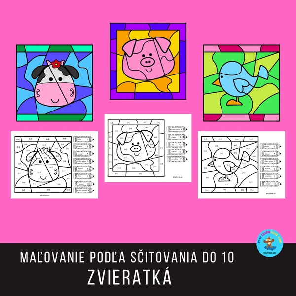 Maľovanie podľa sčitovania do 10 - zvieratká