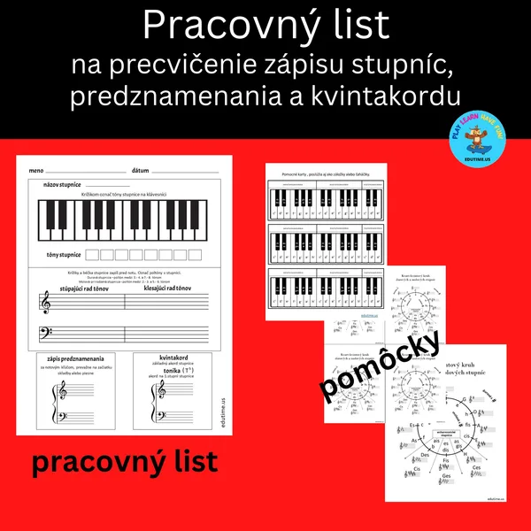Stupnice, predznamenania, kvintakord - pracovný list