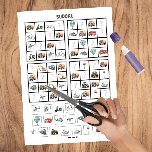  SUDOKU dopravné vozidlá – pracovný list pre žiakov prvého stupňa ZŠ