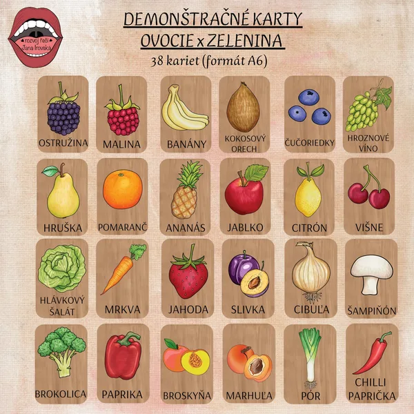 DEMONŠTRAČNÉ KARTY-OVOCIE A ZELENINA 