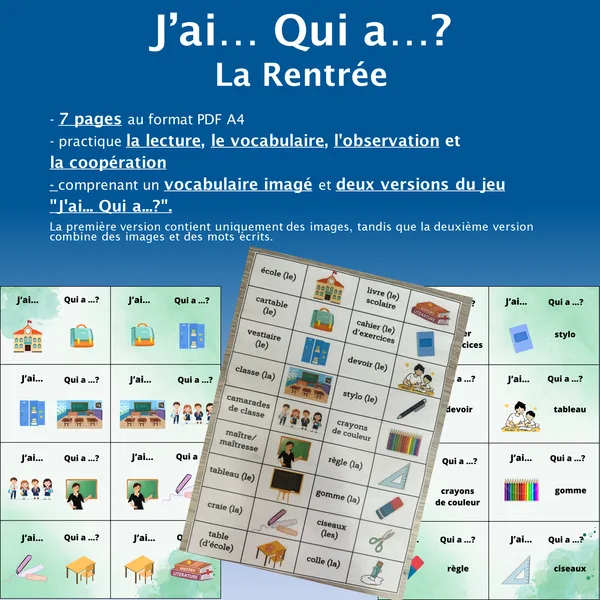 J'ai... Qui a...? La Rentrée