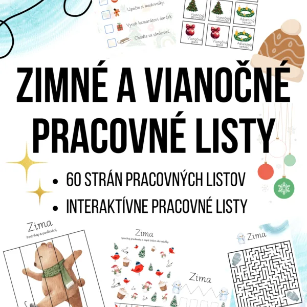 Zimné a Vianočné pracovné listy