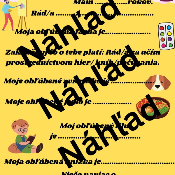 Dotazník, ktorý slúži na spoznanie žiakov a ich záľub 
