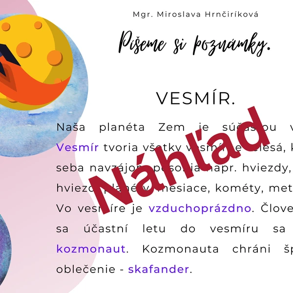 Poznámkové karty prírodoveda 1.polrok 4.ročník