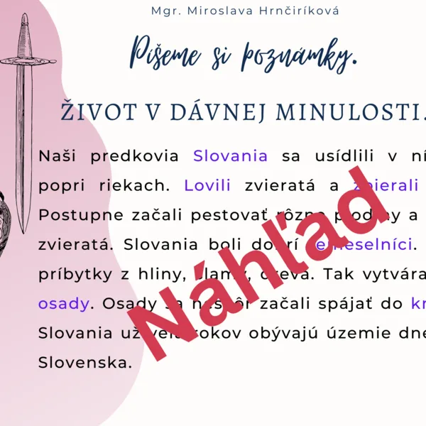 Poznámkové karty vlastiveda 1.polrok 4.ročník
