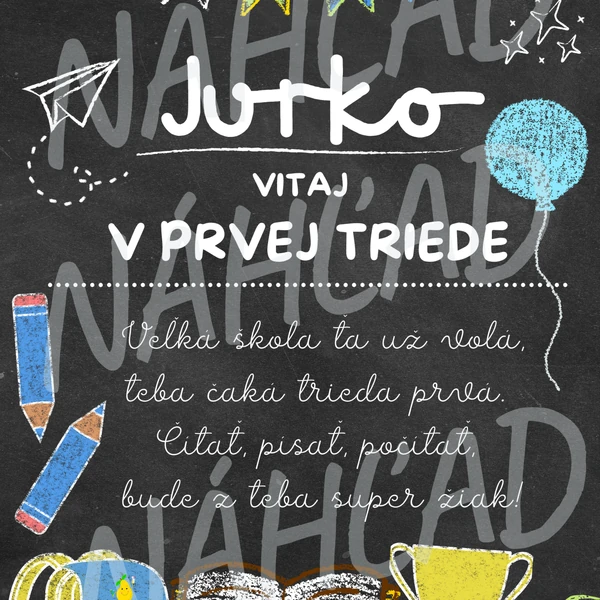 Uvítací list pre budúcich prváčikov v štýle školskej tabule 