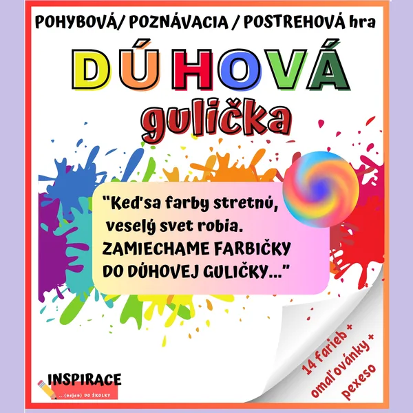 Pohybová / postrehová / poznávacia hra "FARBY - DÚHOVÁ GULIČKA"🌈