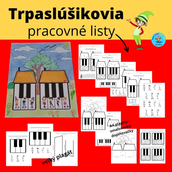 Trpaslúšikovia - pracovné listy s domčekami