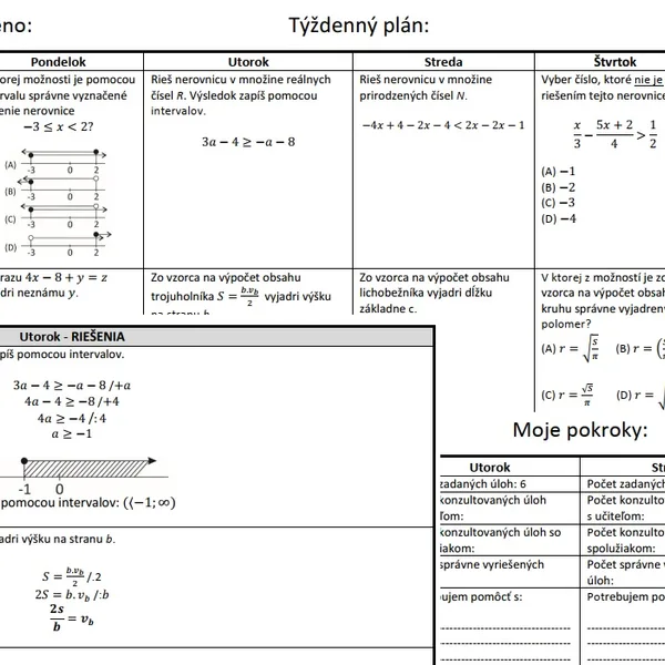 Týždenný plán pre žiakov 9. ročníka - príprava na testovanie T9 a prijímacie skúšky - 4. týždeň