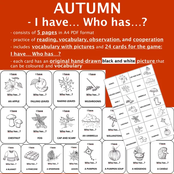 JESEŇ / AUTUMN - Vocabulary + Game I HAVE... WHO HAS...?