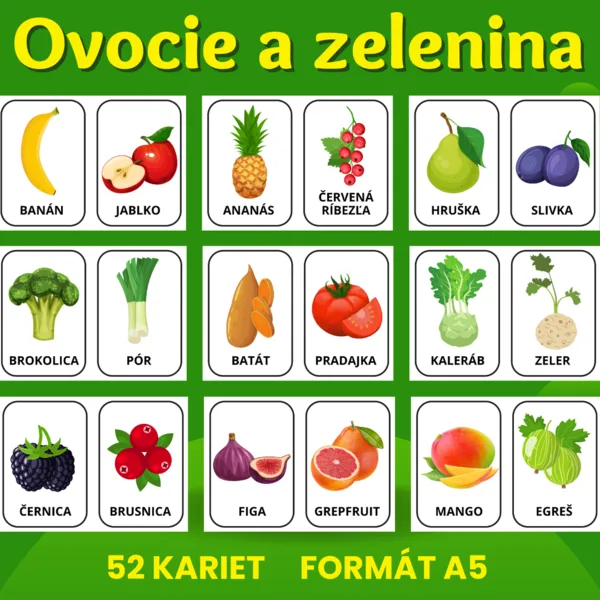 OVOCIE A ZELENINA KARTY