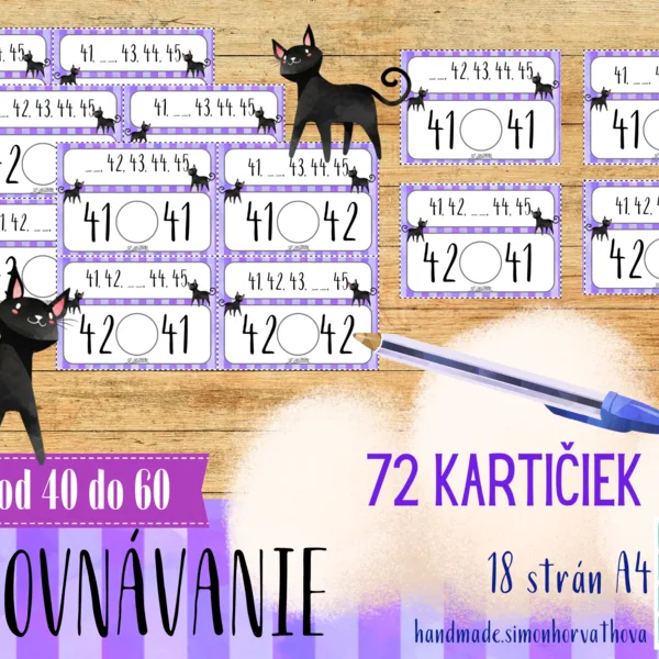 POROVNÁVANIE od 40 do 60, MATEMATIKA, porovnávanie čísel