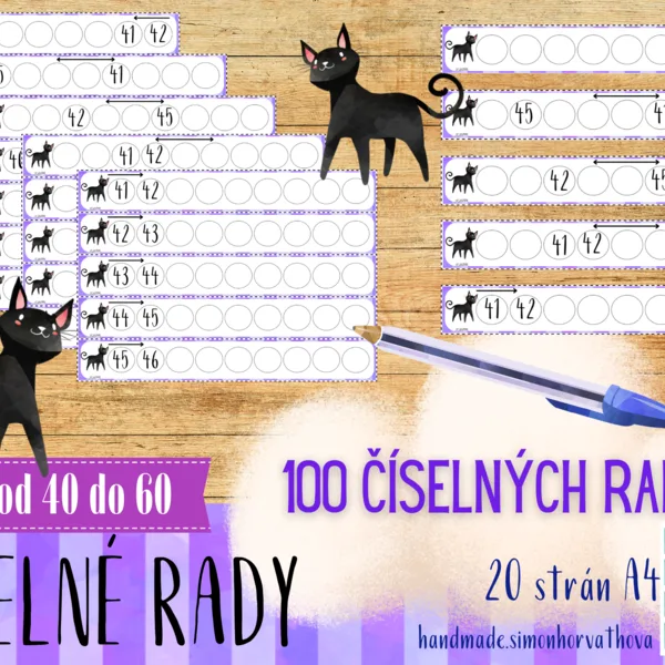 ČÍSELNÉ RADY od 40 do 60, MATEMATIKA, čísla do 100