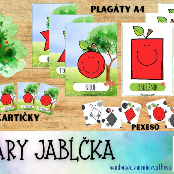 Jablko, jablká, jabĺčka, geometrické tvary, výzdoba triedy, jeseň