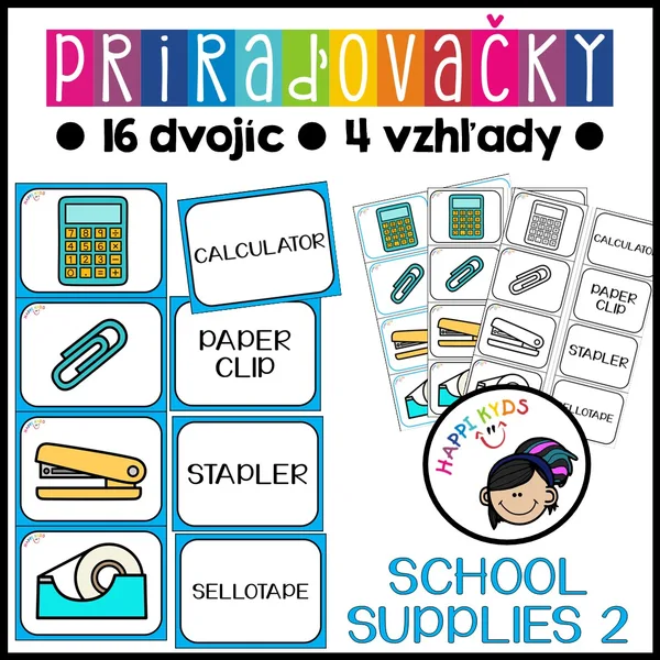 Priraďovačky - SCHOOL SUPPLIES 2