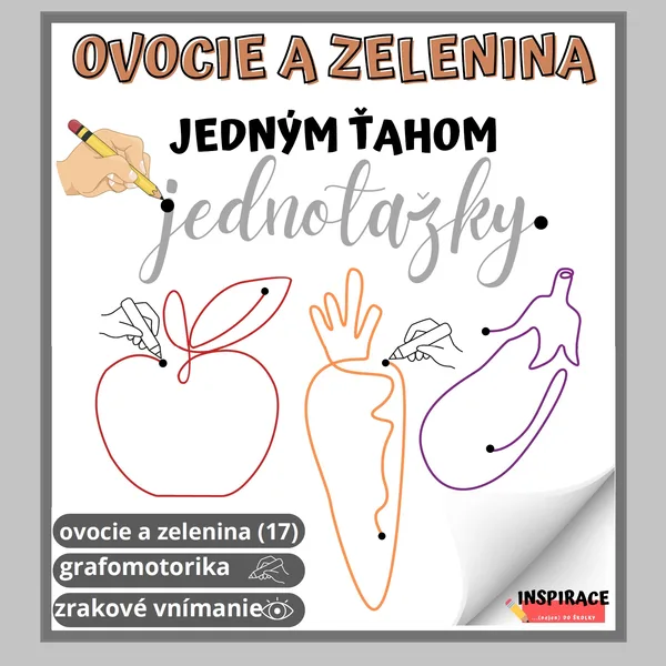 JEDNOŤAŽKY Ovocie a Zelenina (grafomotorika)