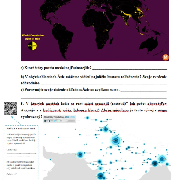 Pracovný list - HUMÁNNA GEOGRAFIA ÁZIE