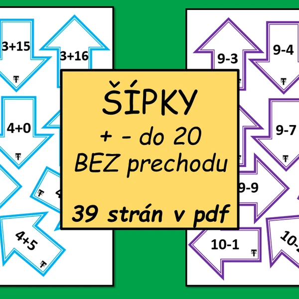Sčítanie, odčítanie do 20 BEZ prechodu - ŠÍPKY