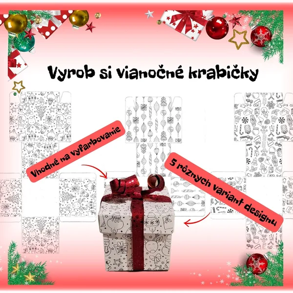 Vianočné krabičky- omaľovanka