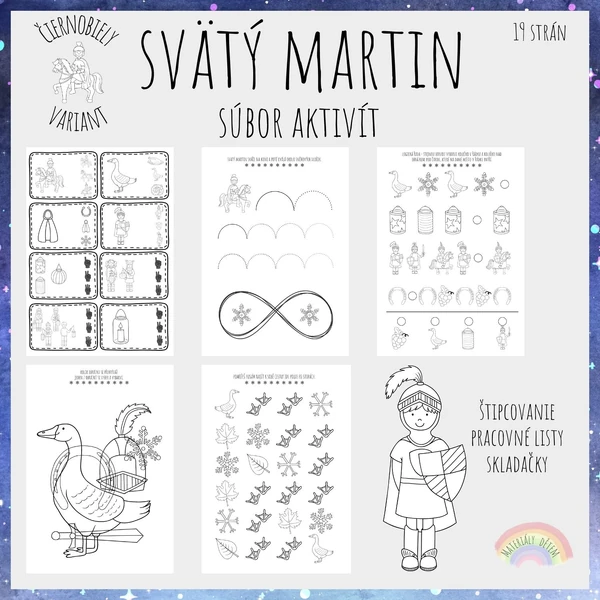Svätý Martin, súbor aktivít (čiernobiely variant)