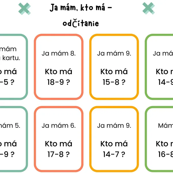 Hra ja mám, kto má - odčítanie 