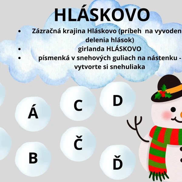 ZÁZRAČNÁ KRAJINA HLÁSKOVO (HLÁSKY V SNEHOVÝCH GULIACH + GIRLANDA)