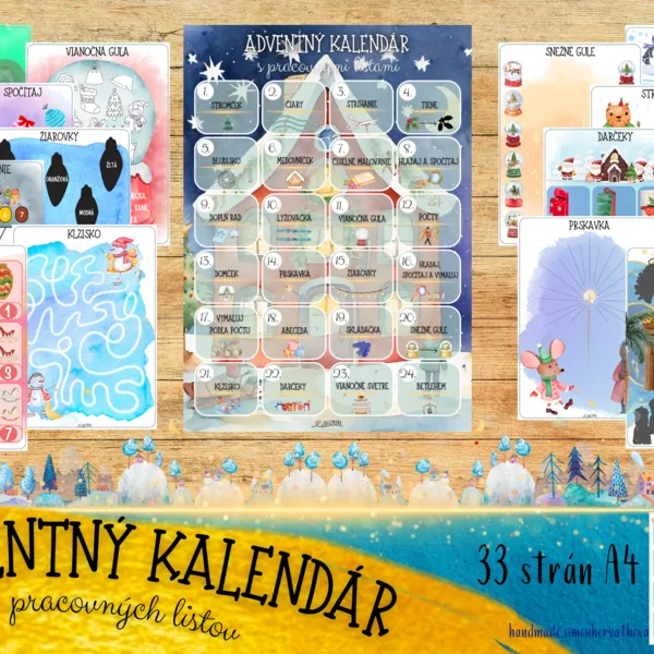Adventný kalendár, ADVENTNÝ KALENDÁR s pracovnými listami, Vianočné pracovné listy, Vianočné aktivity, Vianoce, Vianočné sviatky
