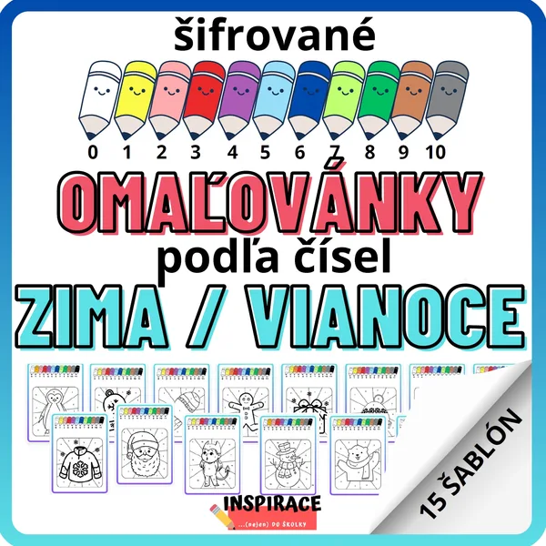 Šifrované omaľovánky podľa čísel Zima - Vianoce