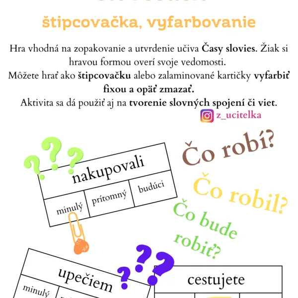 Štipcovačka - časy slovies