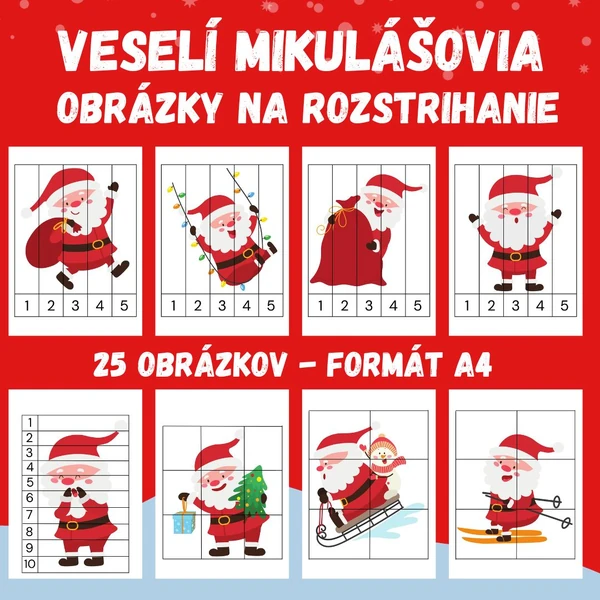 VESELÍ MIKULÁŠOVIA  - obrázky na rozstrihanie