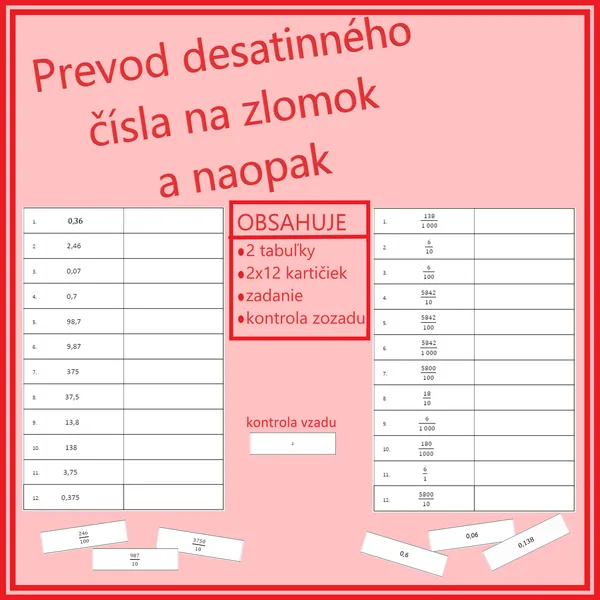 Prevod desatinného čísla na zlomok a naopak
