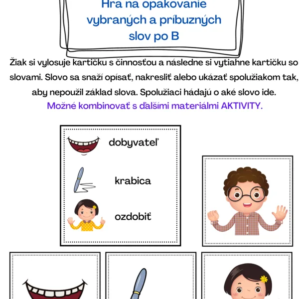 Vybrané slová po B - aktivity