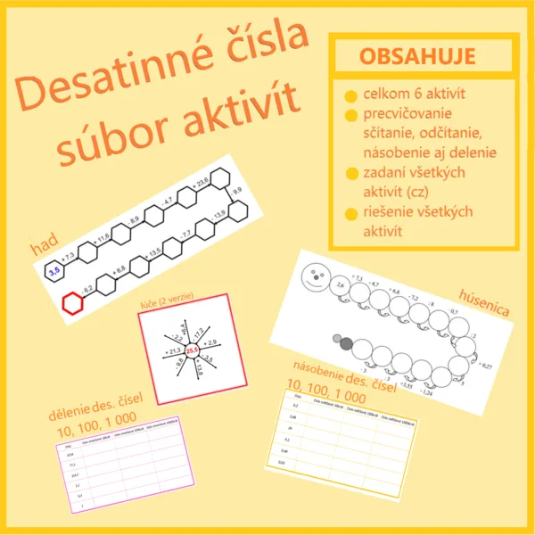 Desatinné čísla - súbor aktivít