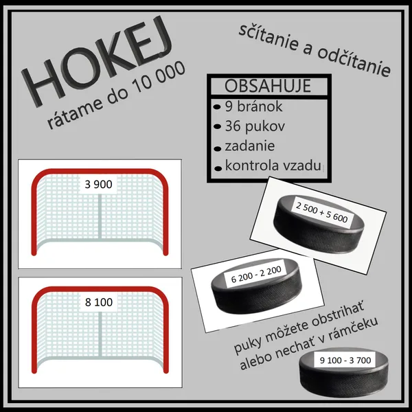 Hokej - rátame do 10 000 - sčítanie a odčítanie