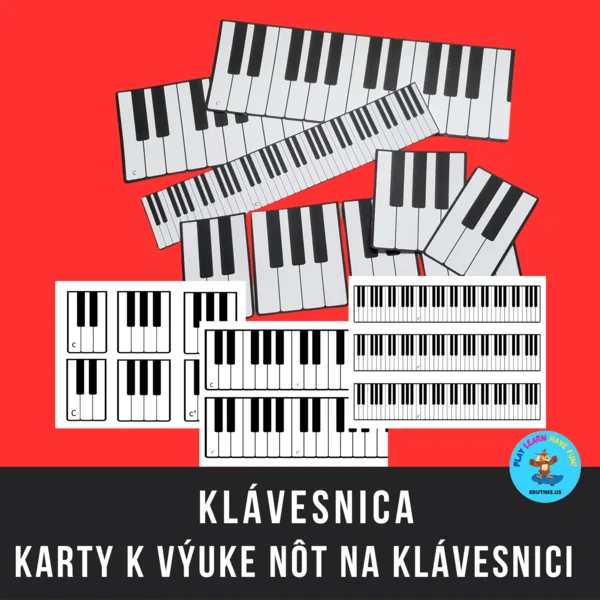 Klávesnica - karty k výuke nôt na klávesnici
