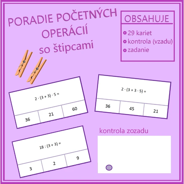Poradie početných operácií so štipcami (zátvorky, násobenie, delenie)