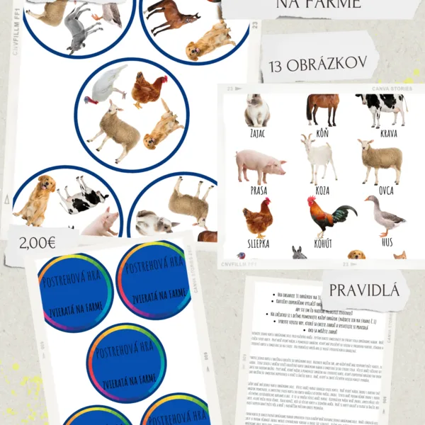 Postrehová hra - zvieratá na farme