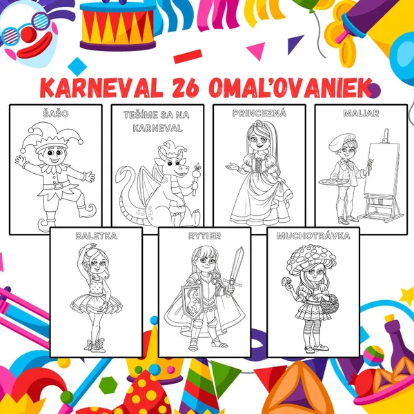 TEŠÍME SA NA KARNEVAL - omaľovanky