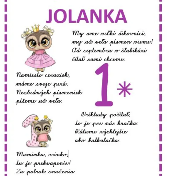 Vysvedčenie sovička