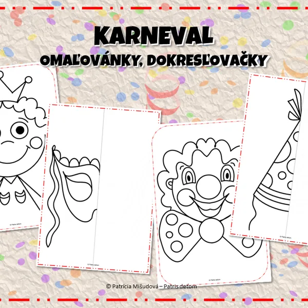 KARNEVAL (omaľovánky, dokresľovačky) 