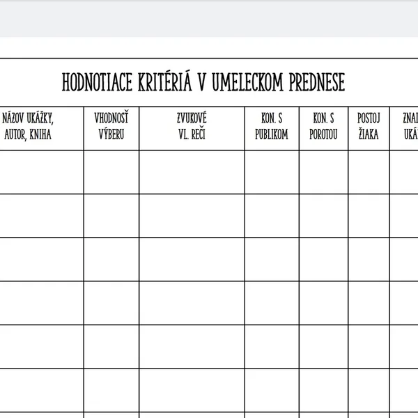 Hodnotiace kritériá v umeleckom prednese
