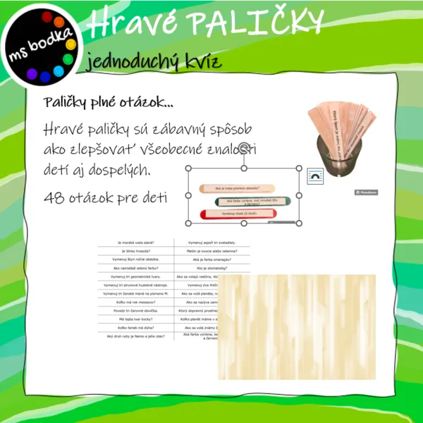Hravé PALIČKY - jednoduchý kvíz