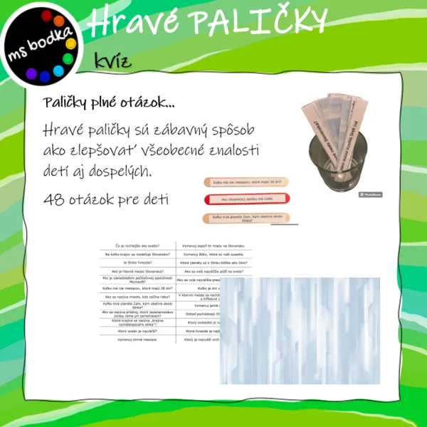 Hravé PALIČKY - kvíz