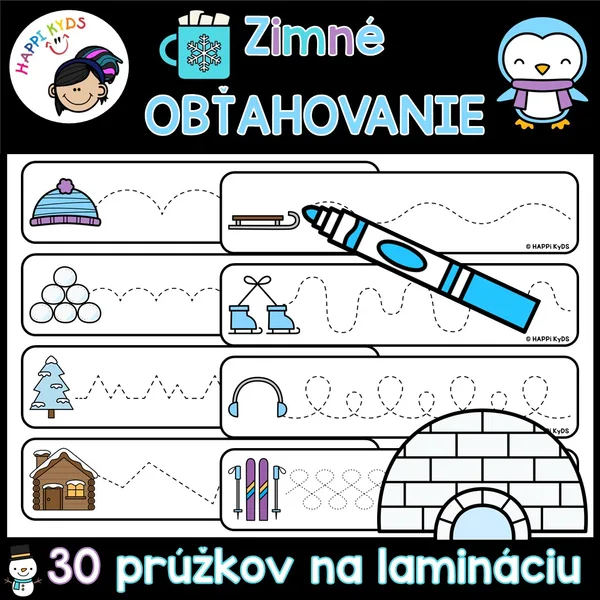 ZIMNÉ OBŤAHOVANIE – grafomotorické prúžky